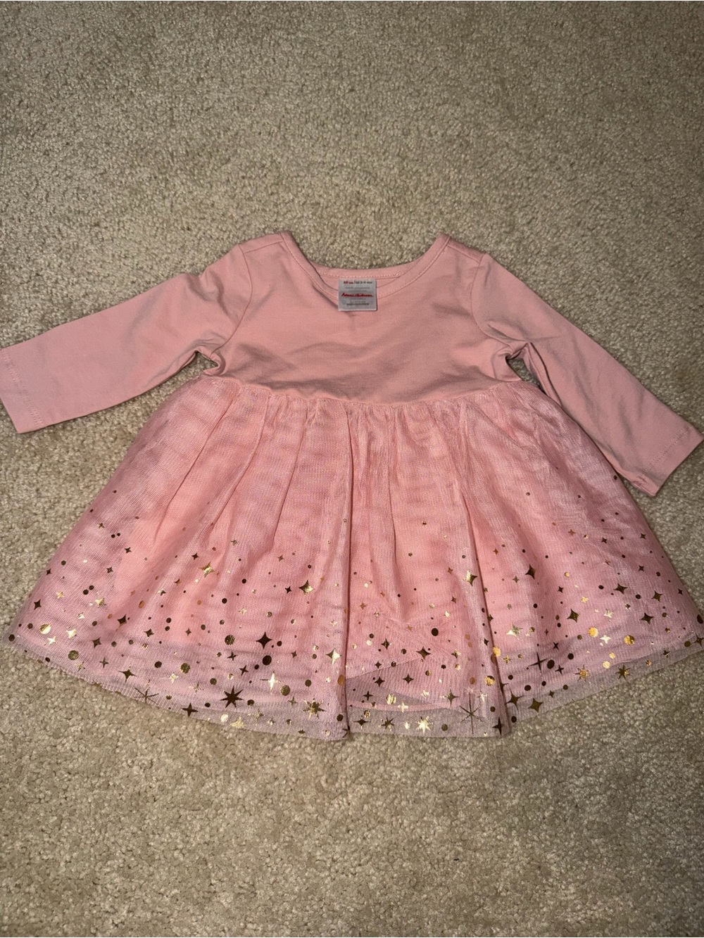 Hanna Andersson Pink Dress with Gold Star Accents